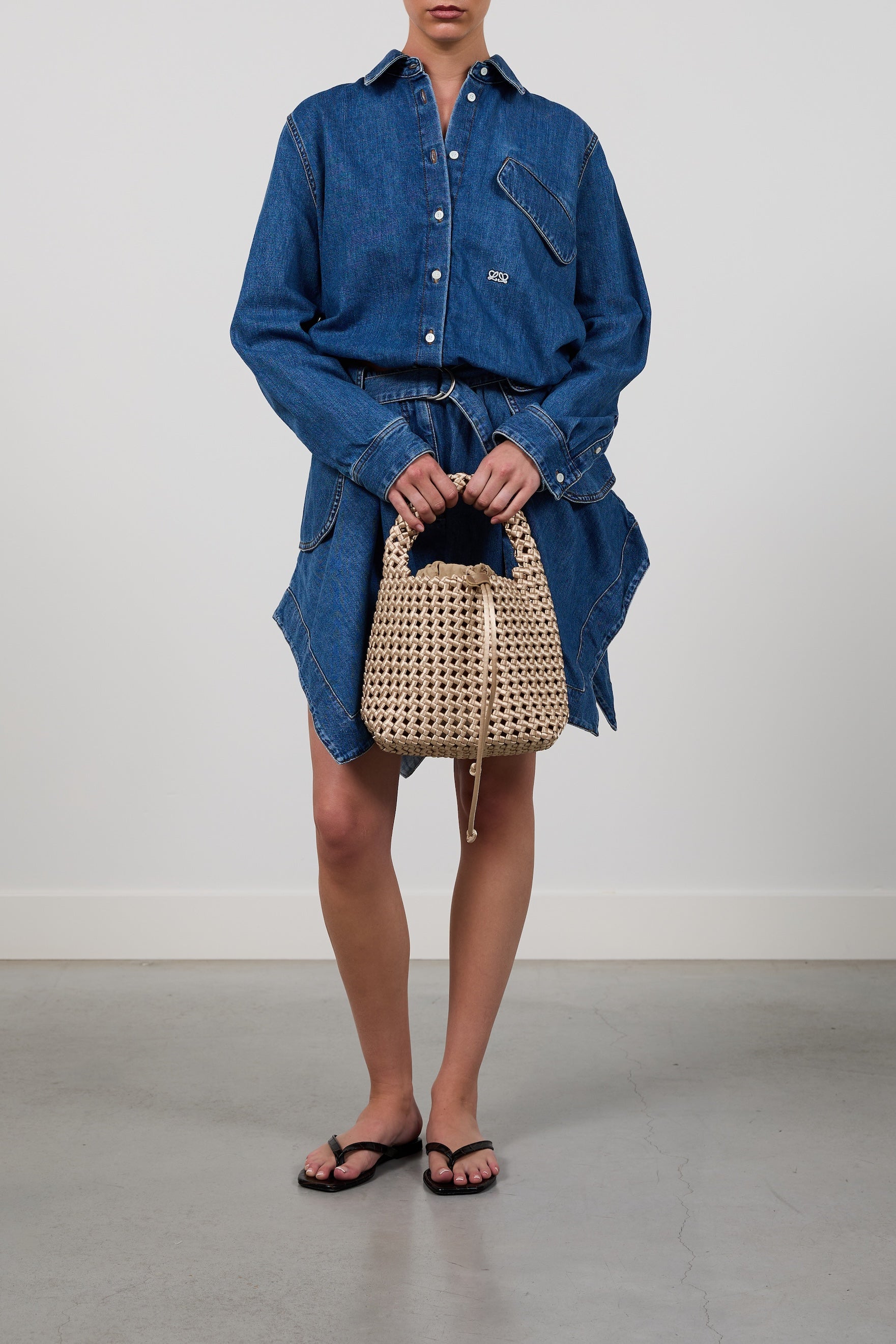 Marrea Basket Open Weave Champagne Satin Gold