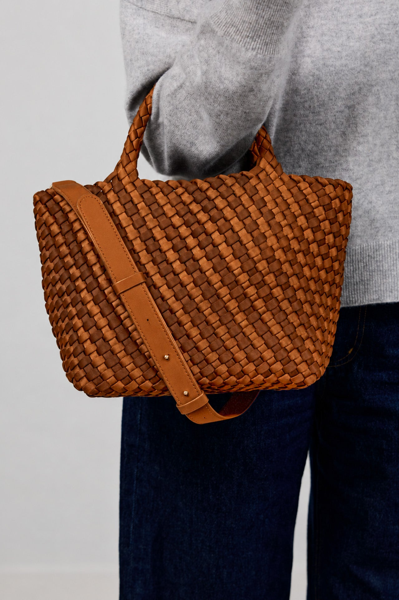 Marrea Midi Caramel & Affogato Satin Stripe
