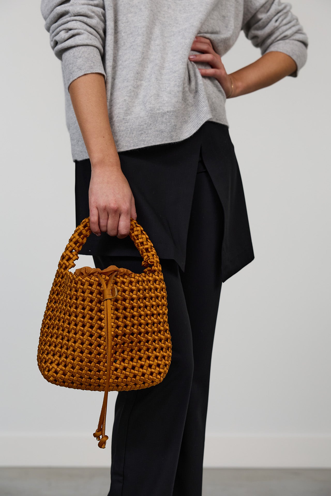 Marrea Basket Open Weave Affogato Satin